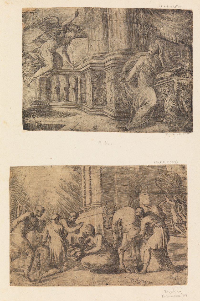Die Verkündigung, Anbetung der Hirten, nach ca. 1552 von Andrea Schiavone