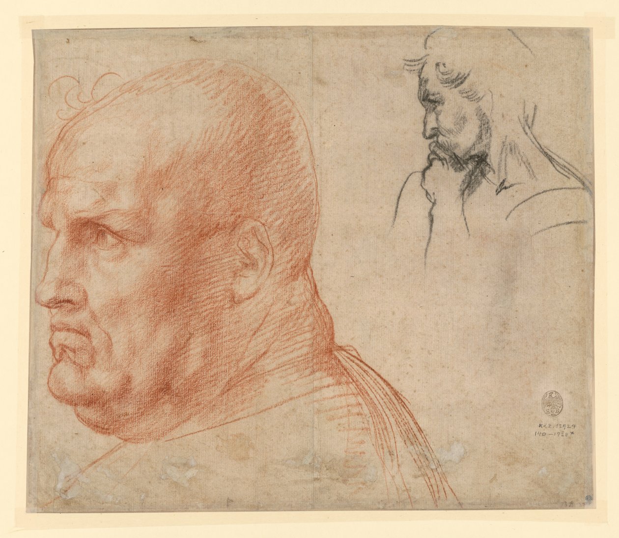 Studie zu zwei Köpfen von Andrea del Sarto