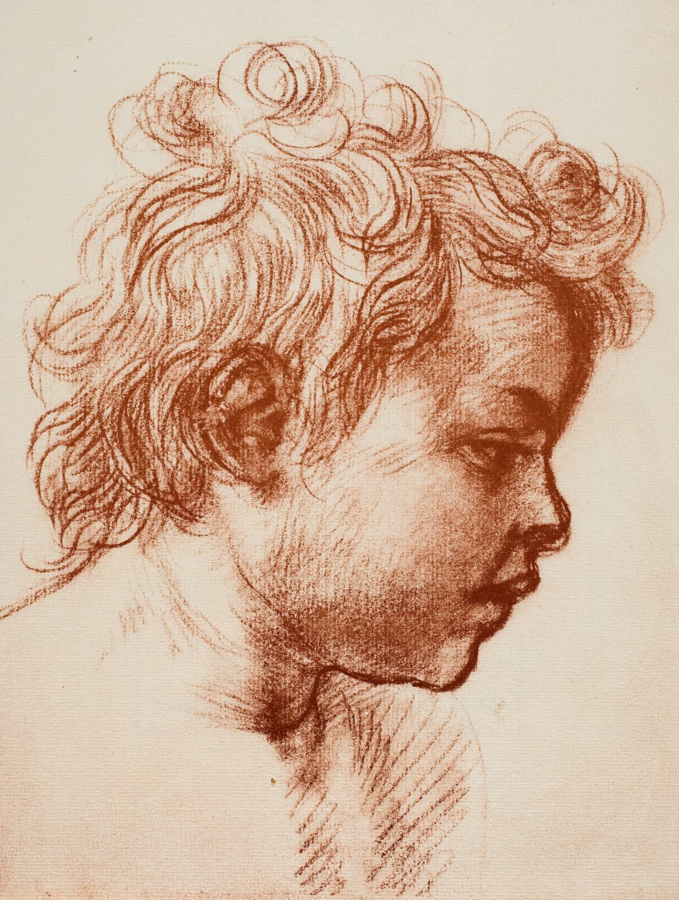 Studie für den Kopf des hl. Johannes (Kind) der Heiligen Familie, Palatina-Galerie, Pitti; Zeichnung von Andrea del Sarto, Gabinetto dei Disegni e Stampe, Uffizien-Galerie, Florenz von Andrea del Sarto