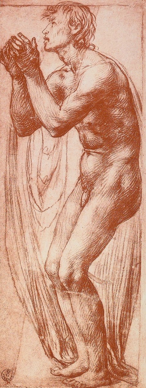Studie einer männlichen Figur; Zeichnung von Andrea del Sarto. Gabinetto dei Disegni e delle Stampe, Uffizien, Florenz von Andrea del Sarto