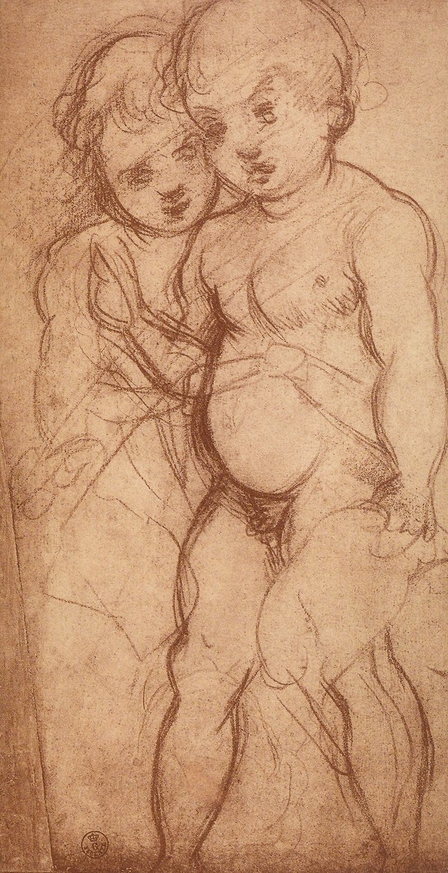 Studie von zwei Engeln; Zeichnung von Andrea del Sarto. Gabinetto dei Disegni e delle Stampe, Uffizien, Florenz von Andrea del Sarto
