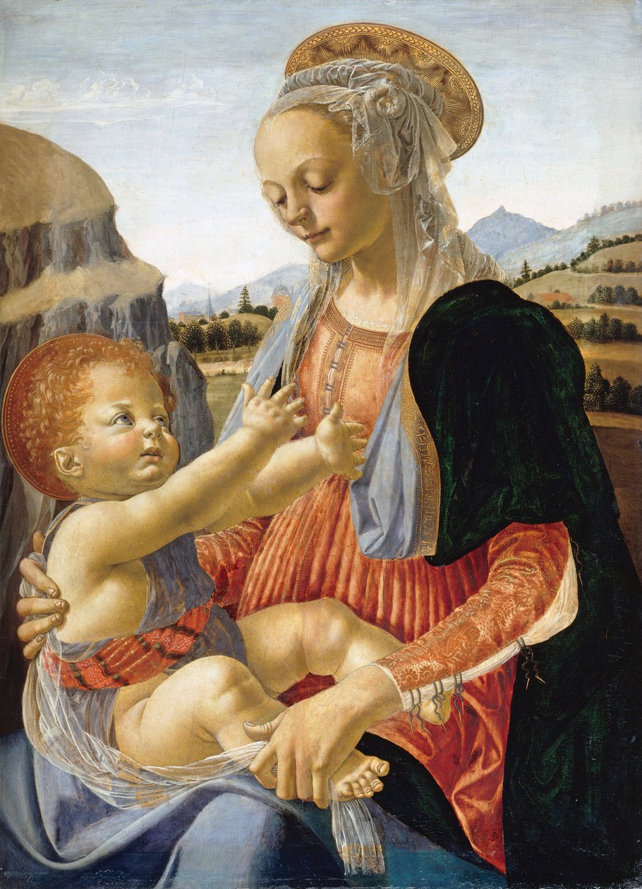 ""Madonna mit Kind"" Gemälde auf Holz von Andrea del Verrocchio (1437-1488) 1466-1470 Maße 67,3 x 49,4 cm Gemäldegalerie, Staatliche Museen, Berlin von Andrea del Verrocchio