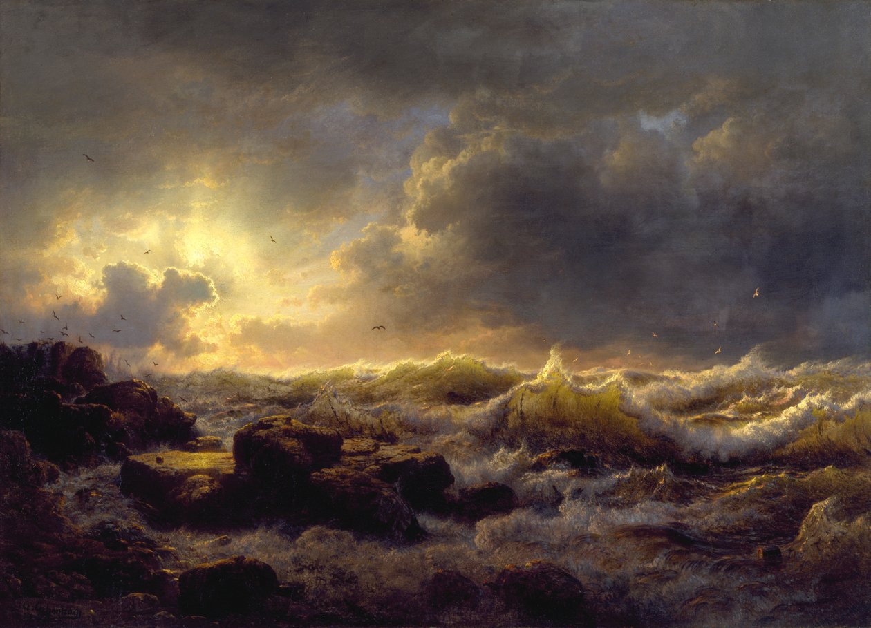 Aufklaren - Küste Siziliens von Andreas Achenbach