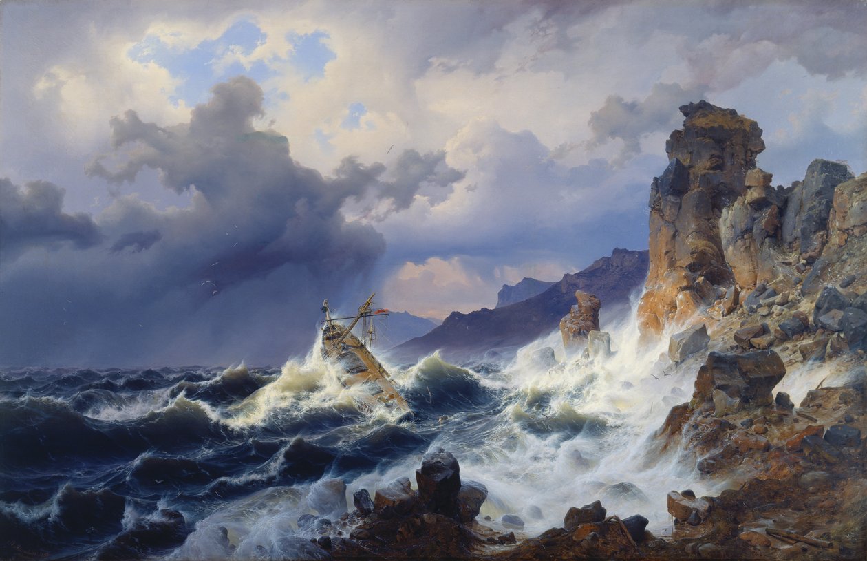 Sturm auf See vor der norwegischen Küste von Andreas Achenbach