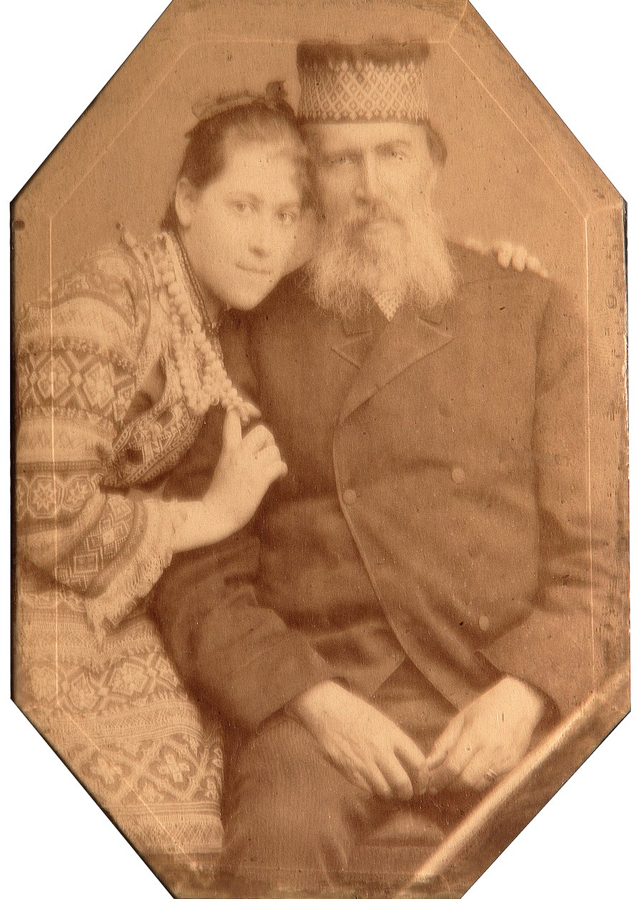 Porträt des Dichters Jakow Petrowitsch Polonski (1820-1898) mit Tochter Natalia von Andrei Osipovich Karelin