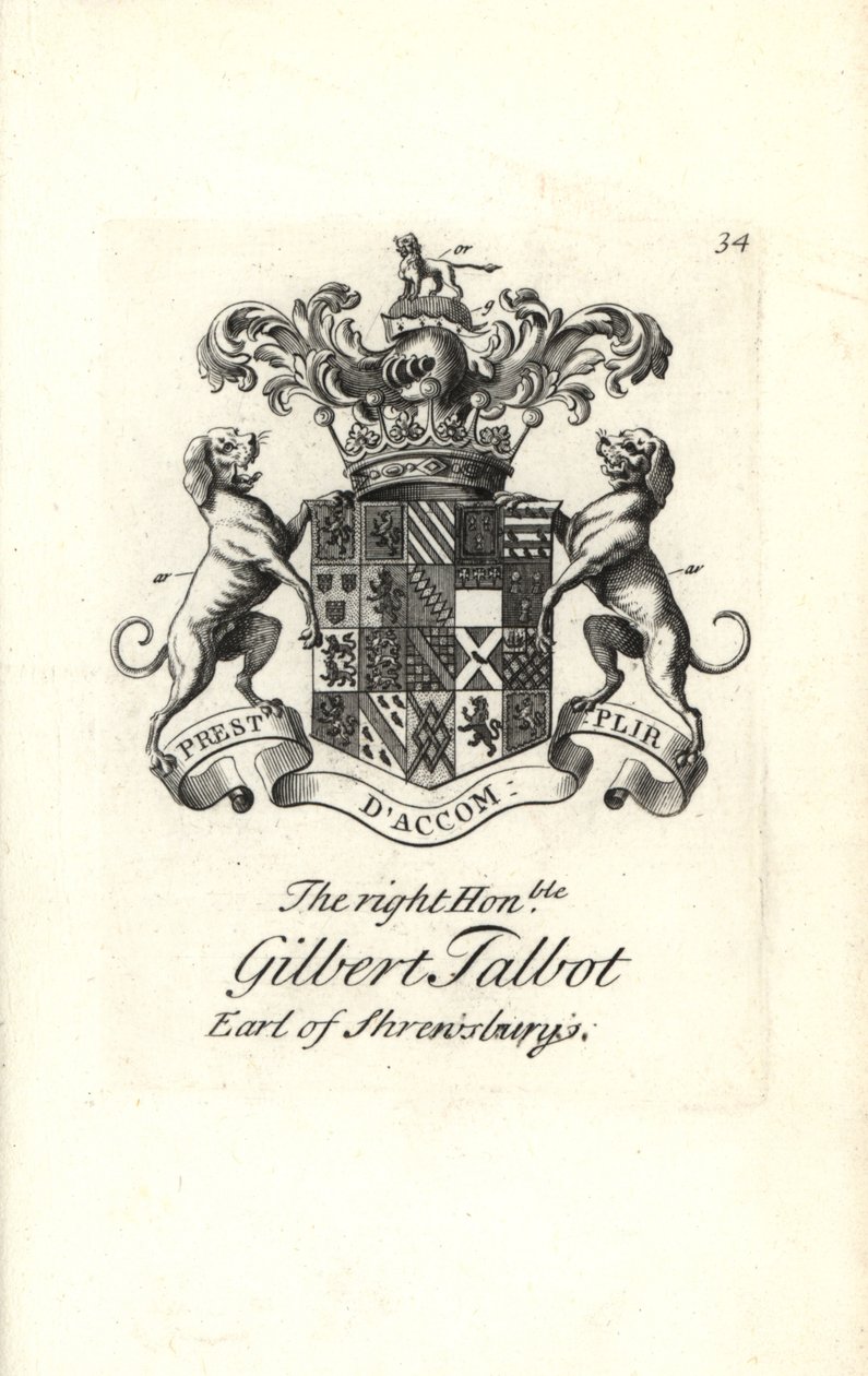 Wappen und Wappenschild des ehrenwerten Gilbert Talbot von Andrew Johnston