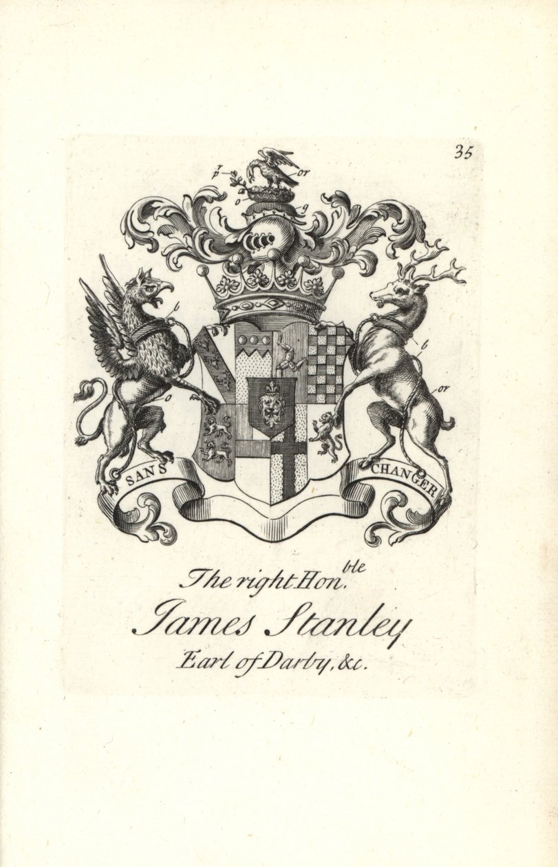 Wappen und Wappenschild des hoch ehrenwerten James Stanley von Andrew Johnston