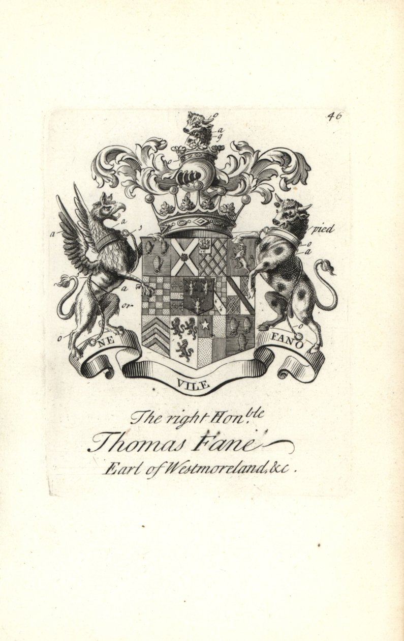 Wappen und Kamm des ehrenwerten Thomas Fane, 8. Earl of Westmoreland von Andrew Johnston