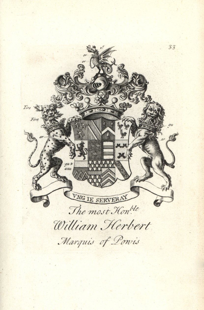 Wappen und Kamm des hochgeehrten William Herbert, 2. Marquess of Powis von Andrew Johnston
