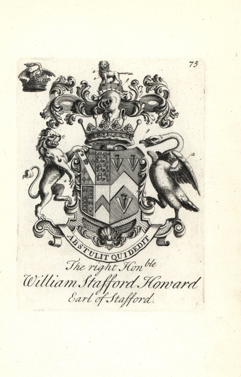 Wappen und Wappenschild des hochadligen William Stafford Howard, 2. Earl of Stafford von Andrew Johnston
