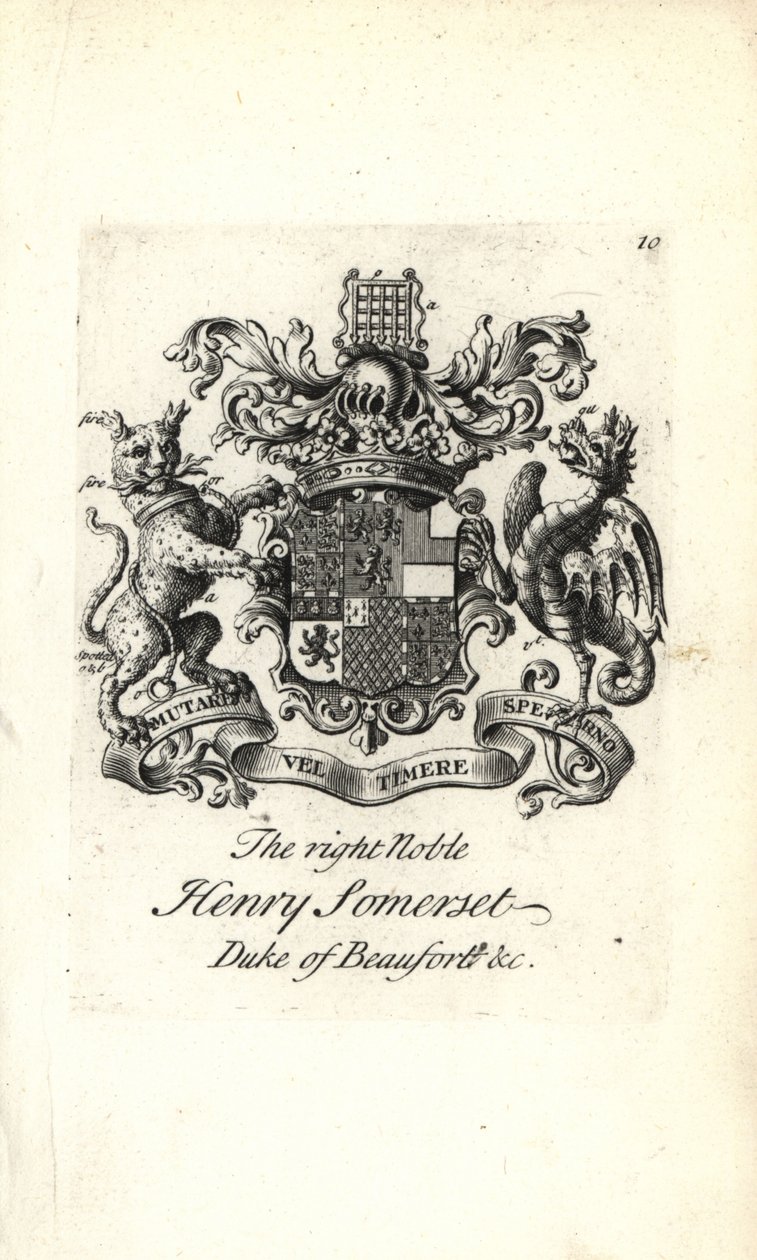 Wappen und Wappenschild des hochadligen Henry Somerset, 2. Herzog von Beaufort von Andrew Johnston