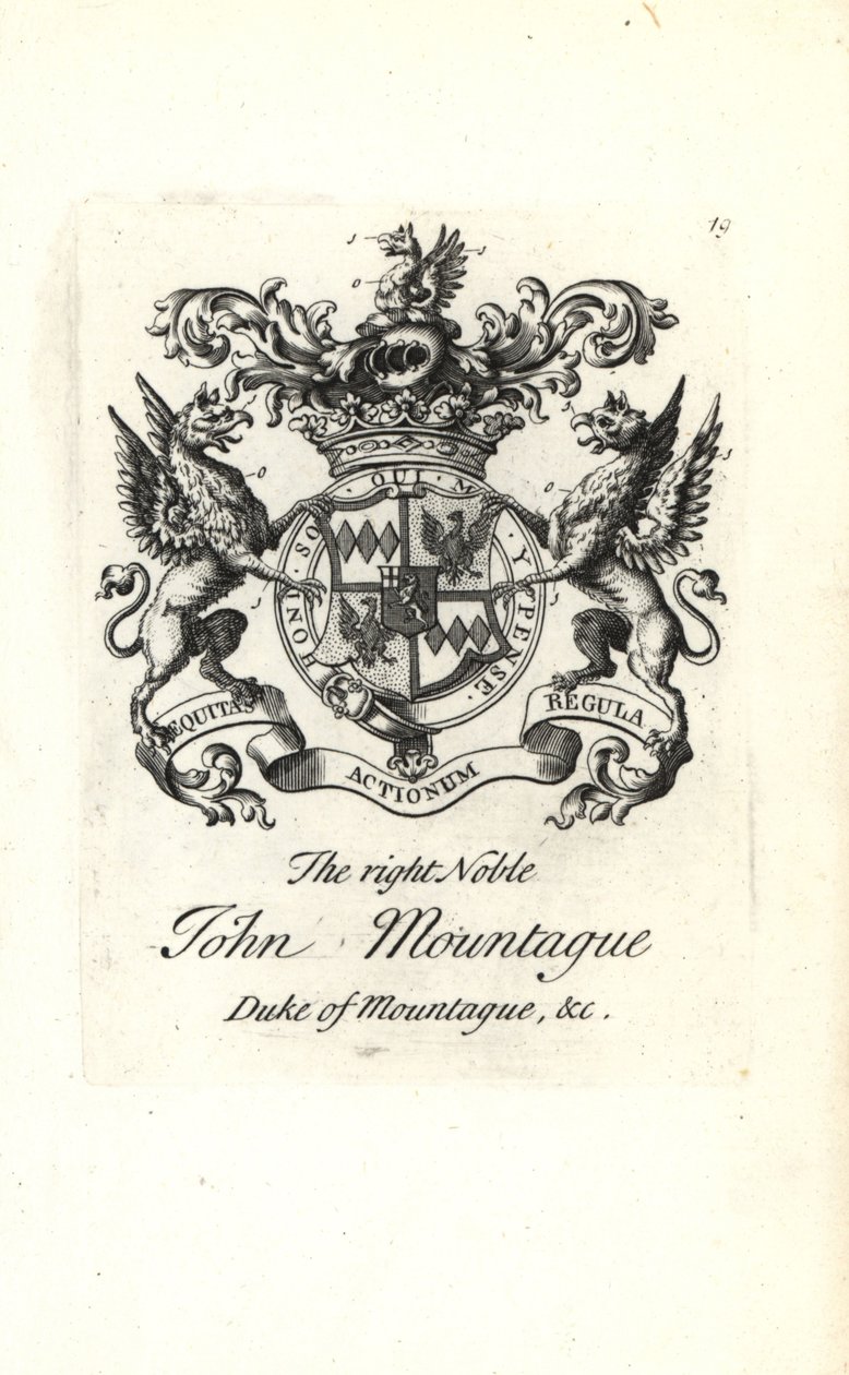 Wappen und Wappenschild des hochadligen John Montagu, 2. Herzog von Montagu 1690-1749 von Andrew Johnston