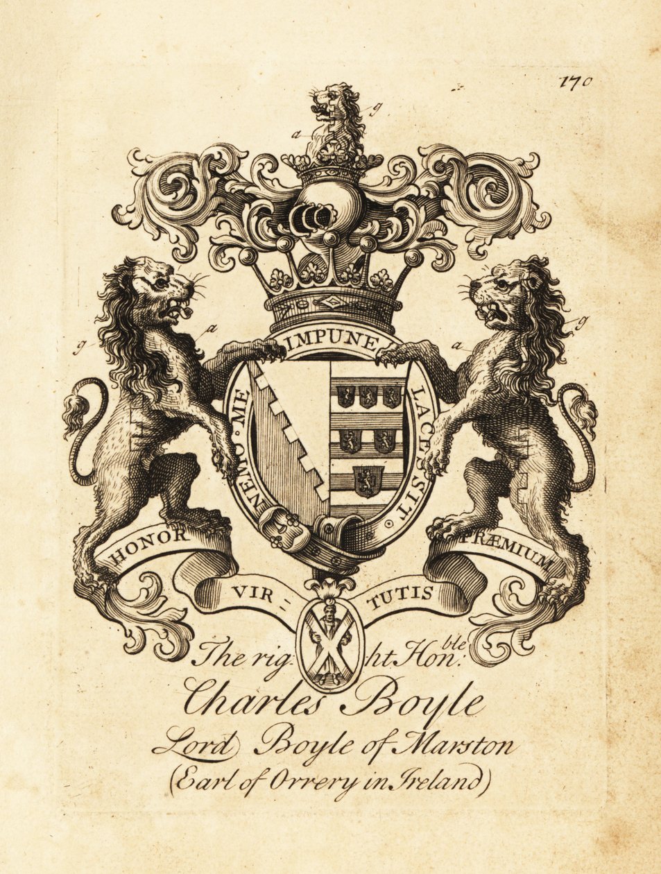 Wappen des Hochwohlgeborenen Charles Boyle, Lord Boyle of Marston, 4. Earl of Orrery in Irland von Andrew Johnston