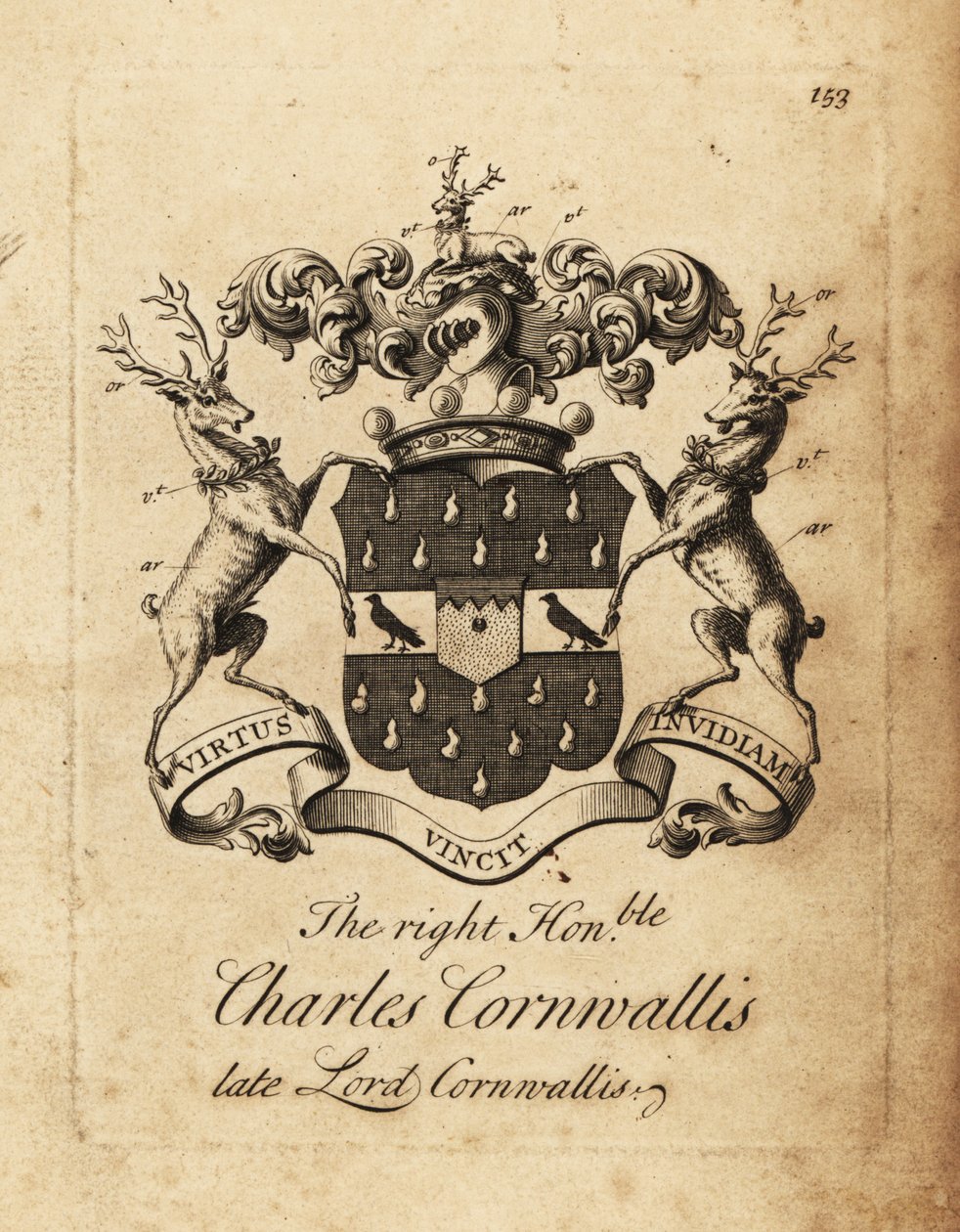 Wappen des Hochwohlgeborenen Charles Cornwallis, Lord Cornwallis, 4. Baron Cornwallis von Andrew Johnston