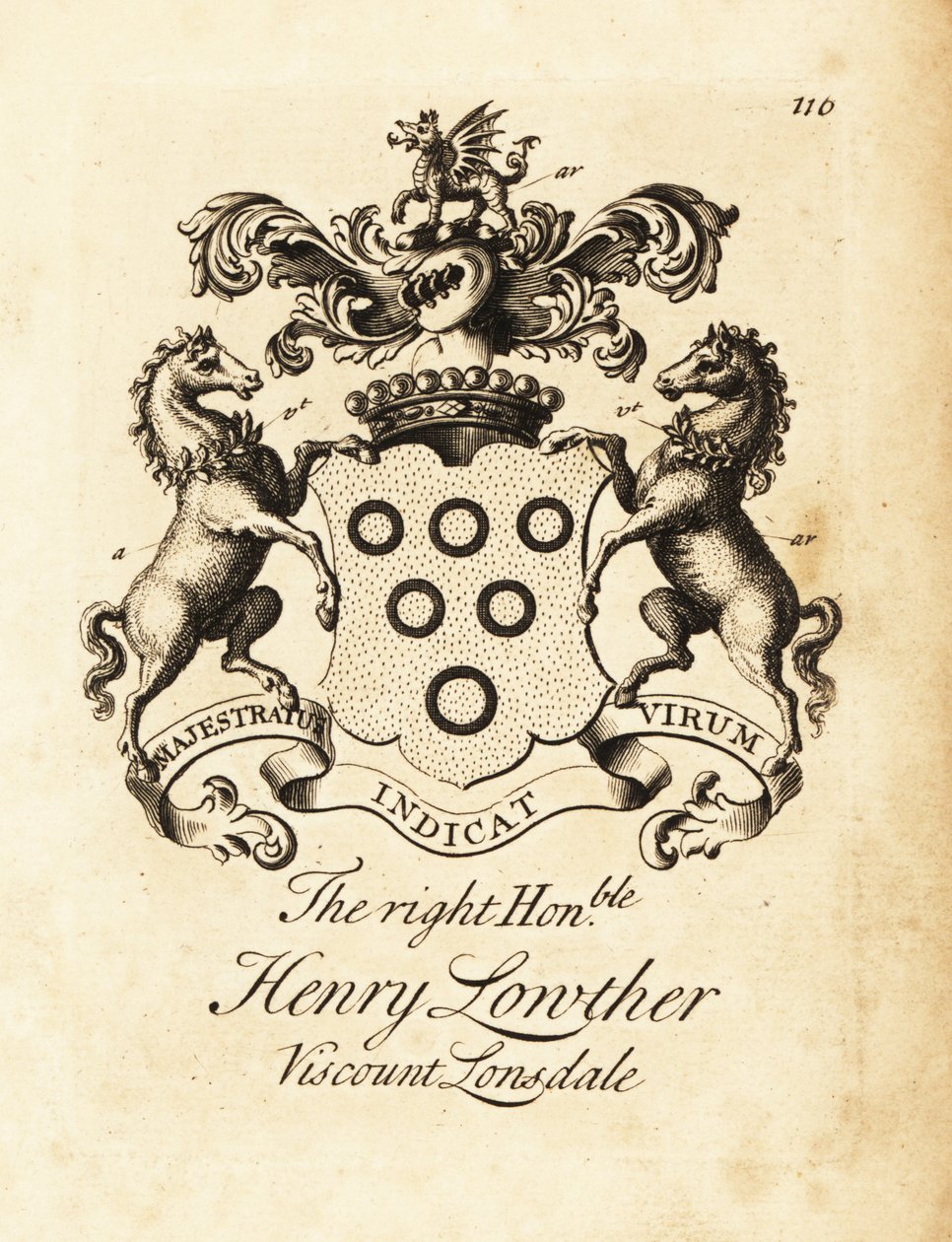 Wappen des hochverehrten Henry Lowther, 3. Viscount Lonsdale (1694-1751) von Andrew Johnston