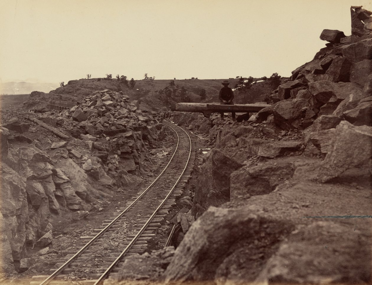 Tafel 9. Östlicher Zugang zur Dale Creek Brücke, 1869 von Andrew Joseph Russell