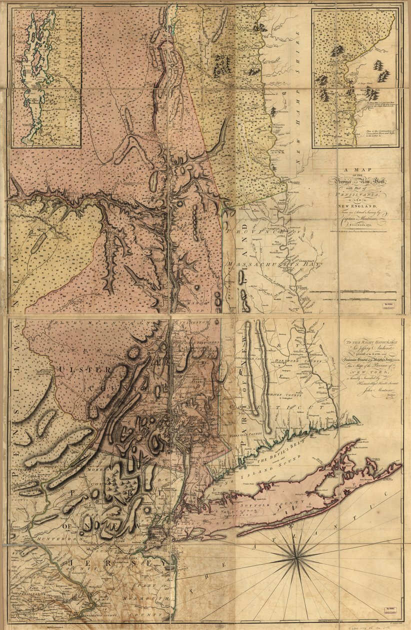 Karte der Provinz New York, mit Teil von Pennsylvania und Neuengland von Andrew Montrésor