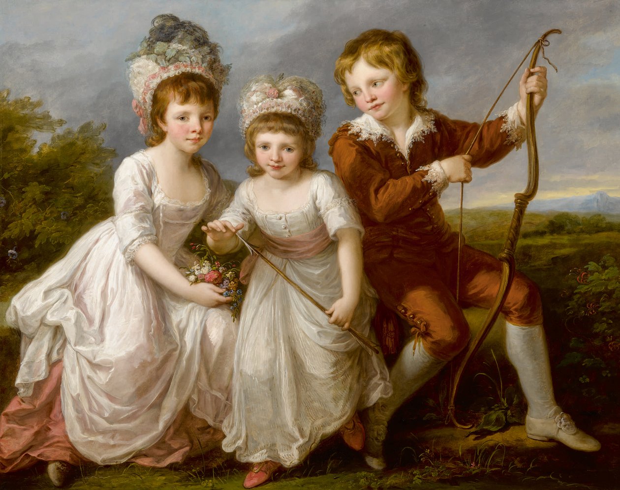 Porträt von Lady Georgiana Spencer, Henrietta Spencer und George Viscount Althorp, c. 1766 von Angelica Kauffmann