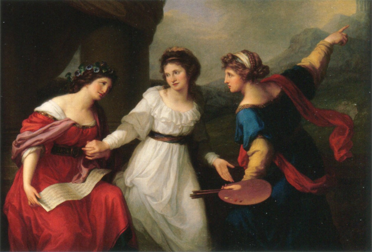 Selbstporträt zwischen den Künsten der Musik und Malerei zögernd von Angelica Kauffmann