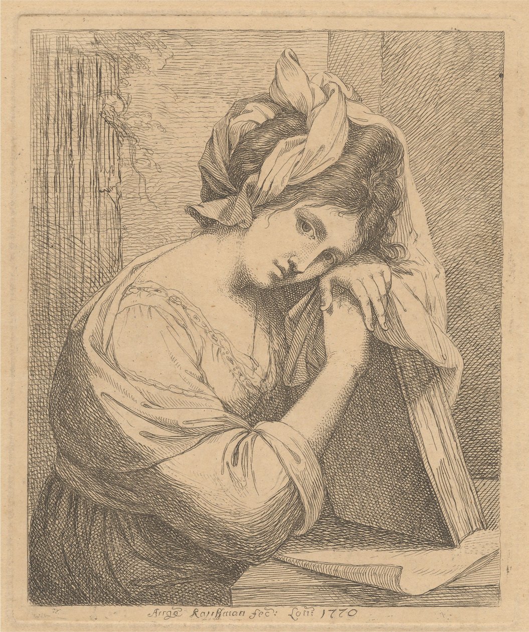 Junge Frau in Kontemplation von Angelica Kauffmann