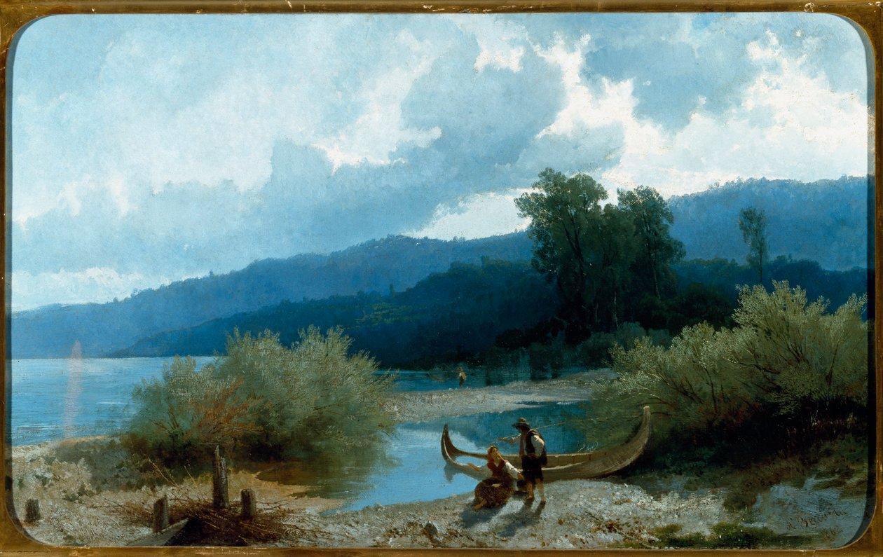 Landschaft des Sees (Seelandschaft) Gemälde von Angelo Beccaria (1820-1897) 1862 von Angelo Beccaria