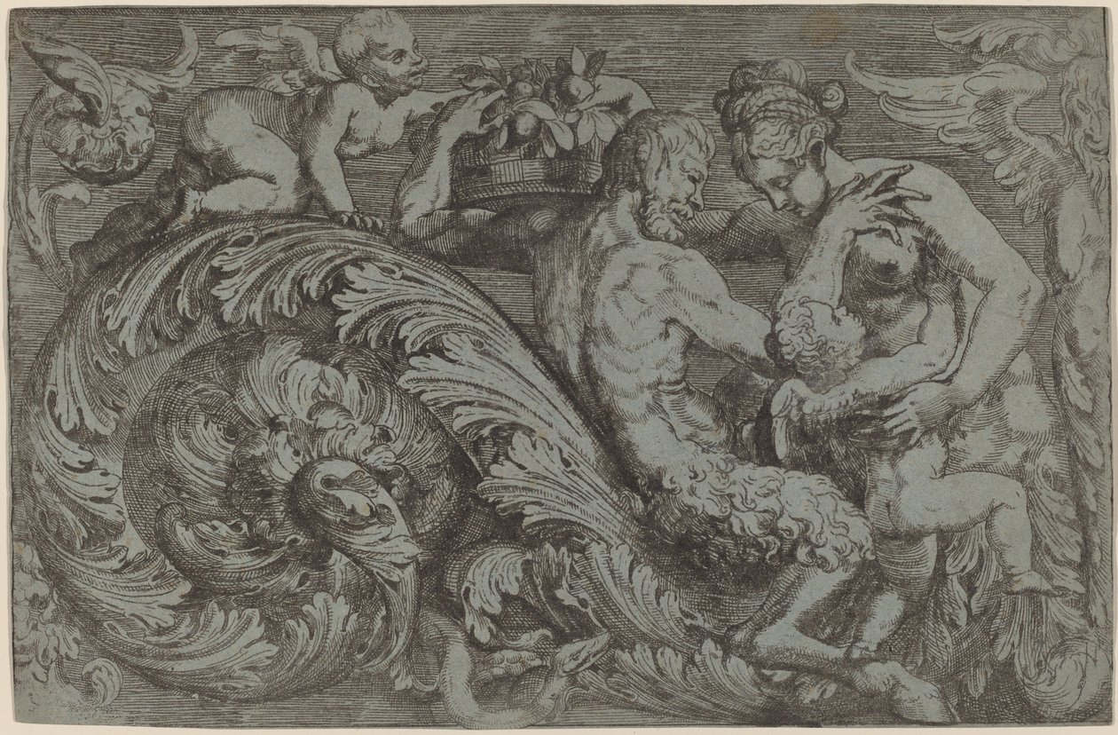 Dekoratives Panel mit mythologischen Figuren von Angelo Falconetto