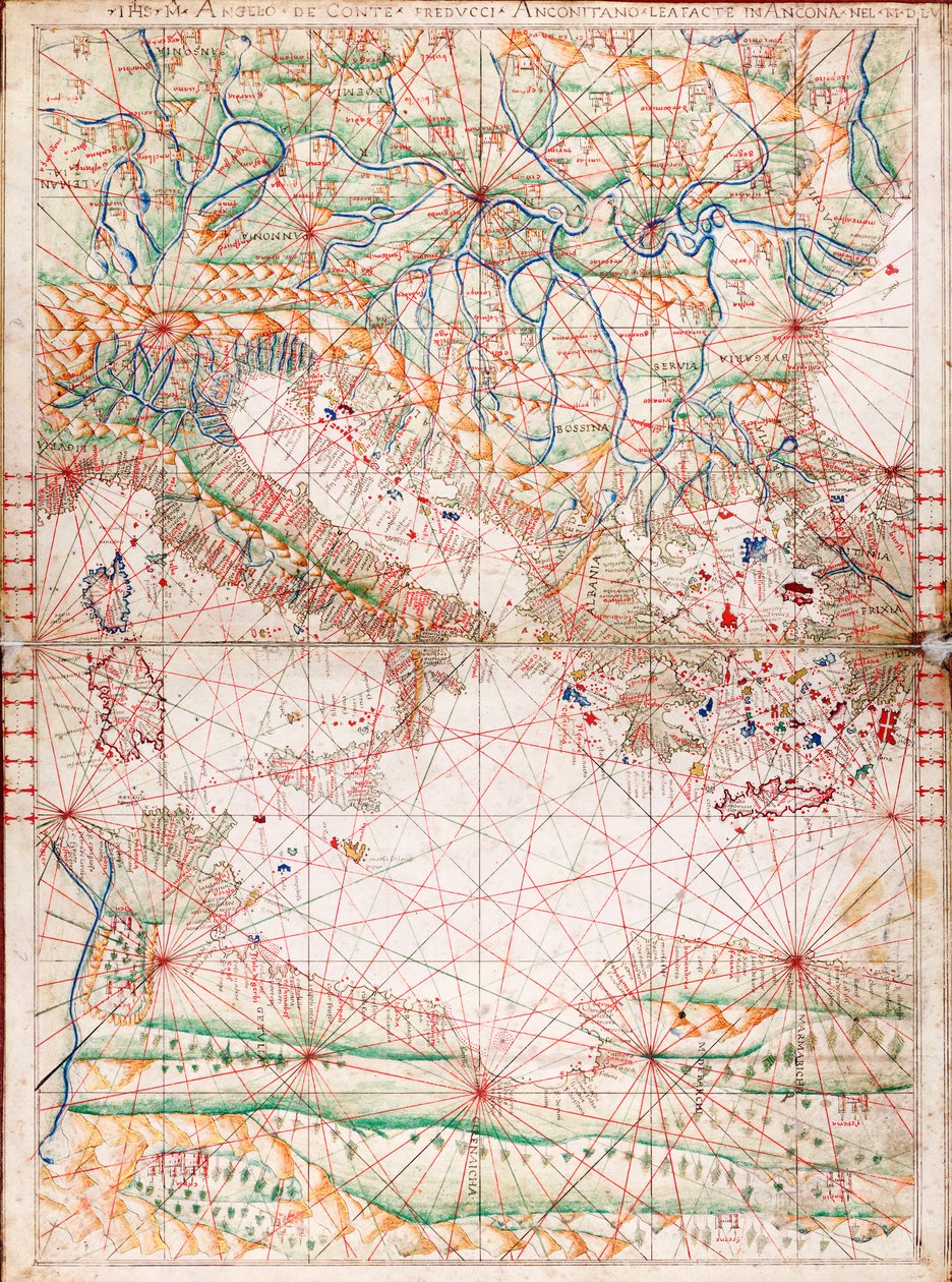 Karte des zentralen Mittelmeers von Angelo de Conte Freducci