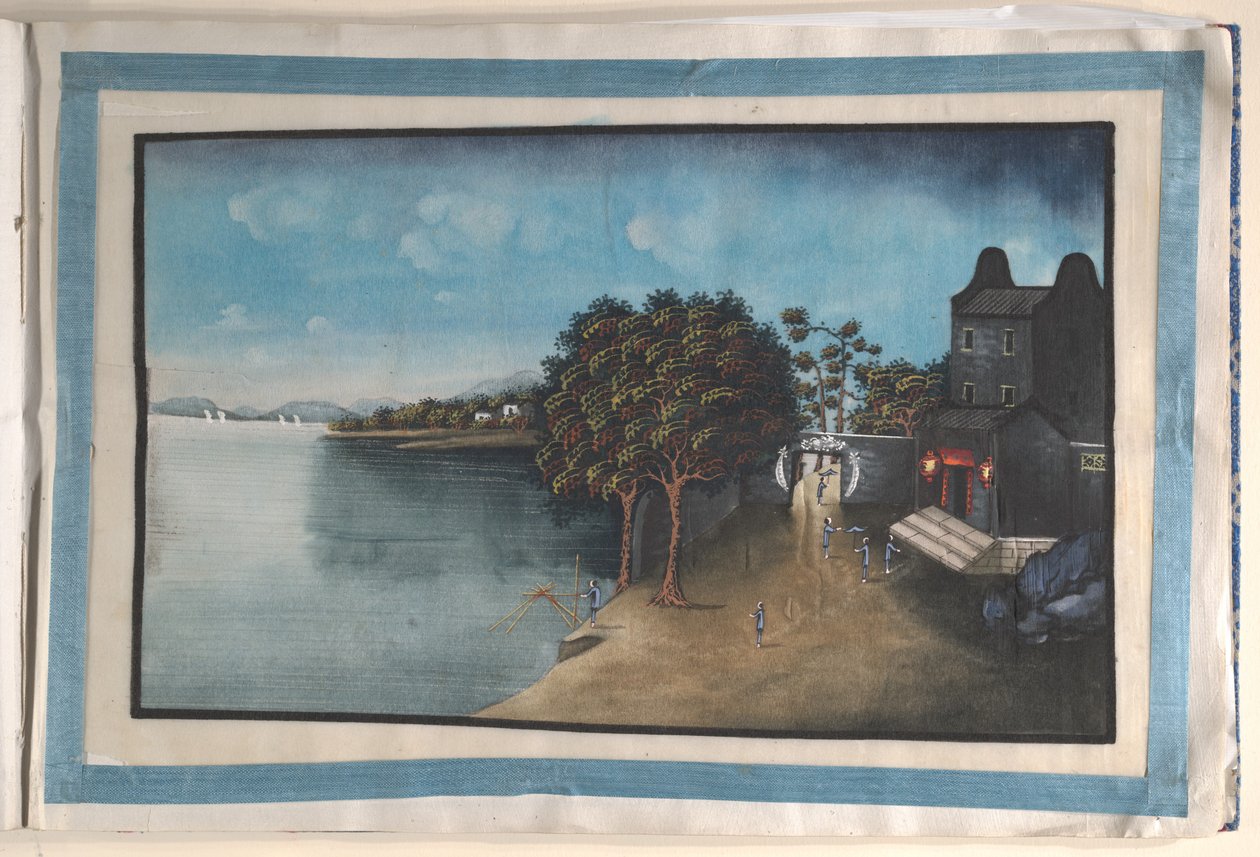 Album mit zwölf Gemälden von Szenen entlang eines Flusses von Anglo-Chinese School