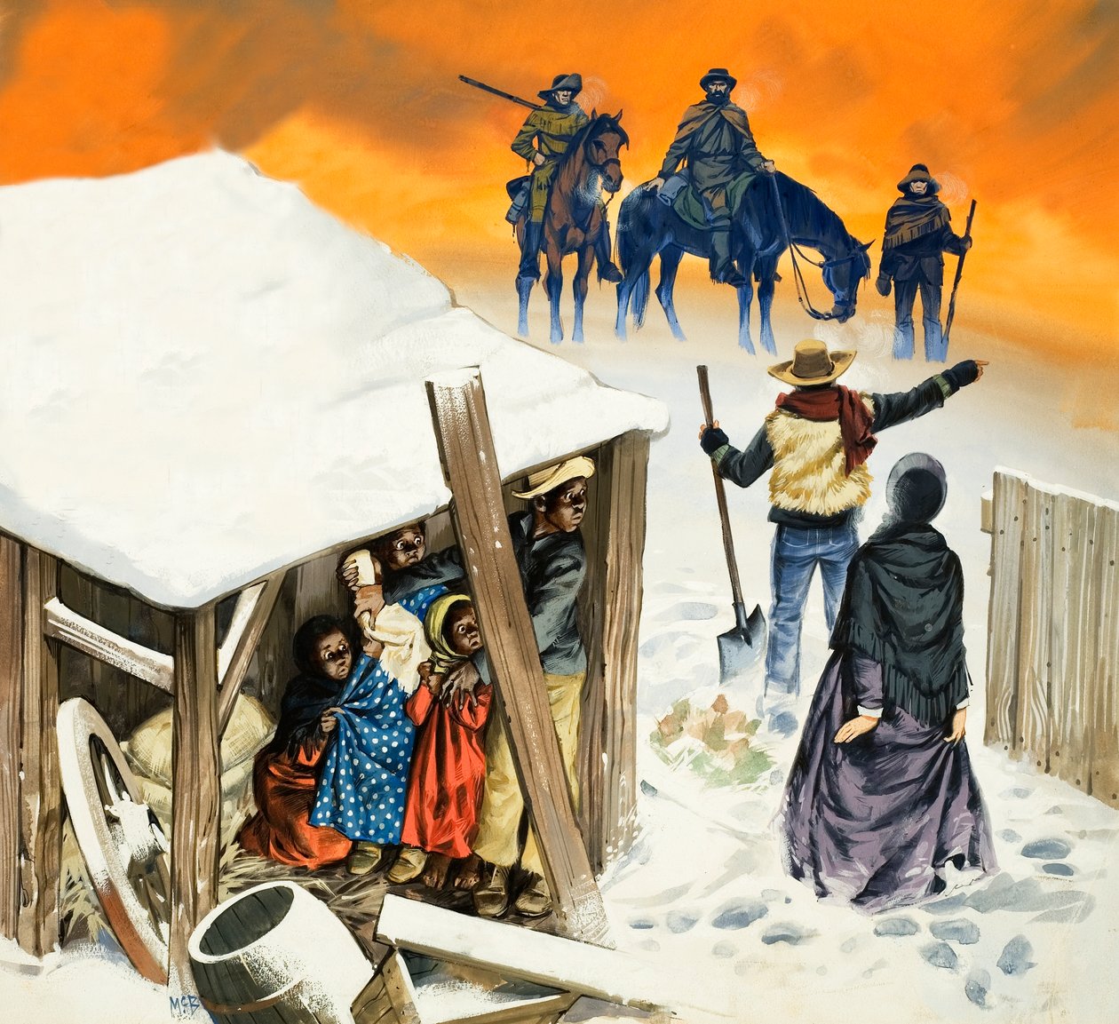 Eine Szene basierend auf dem Roman Onkel Toms Hütte von Angus McBride