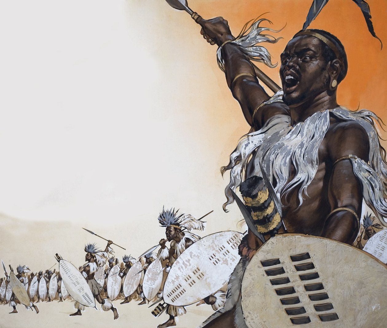 Chaka in der Schlacht an der Spitze des Regiments von Tulwana impi von Angus McBride