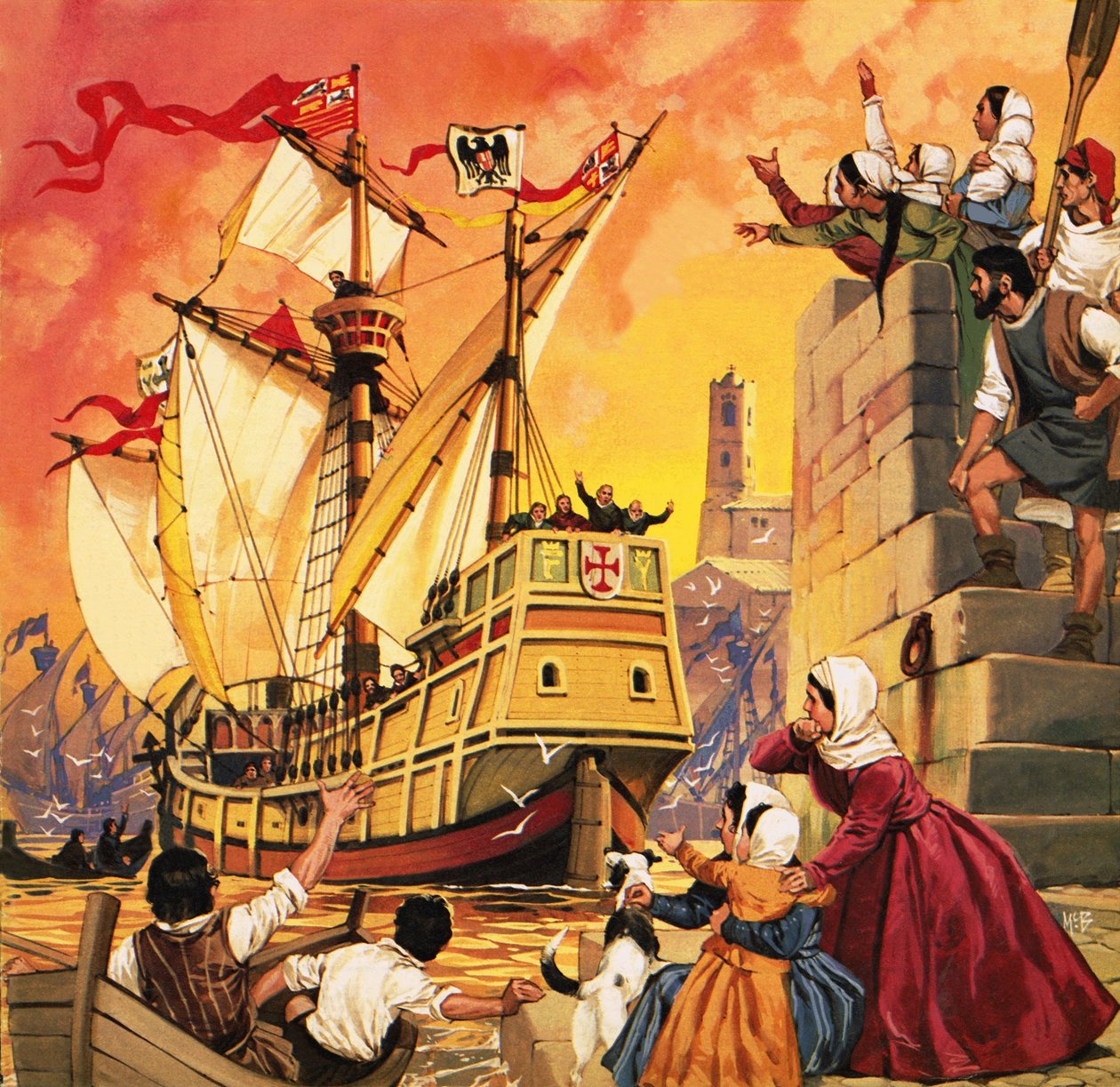 Christoph Kolumbus segelt im August 1492 mit der Santa Maria los von Angus McBride