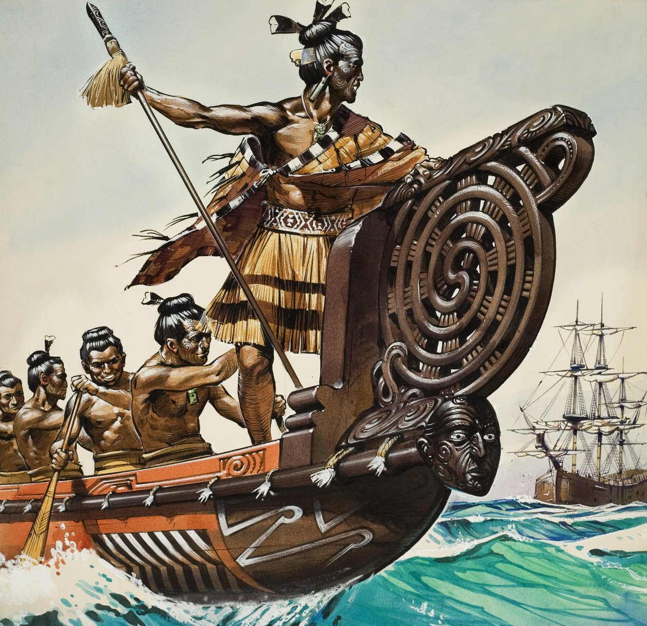 Eingeborene und Captain Cook (1728-79) von Angus McBride