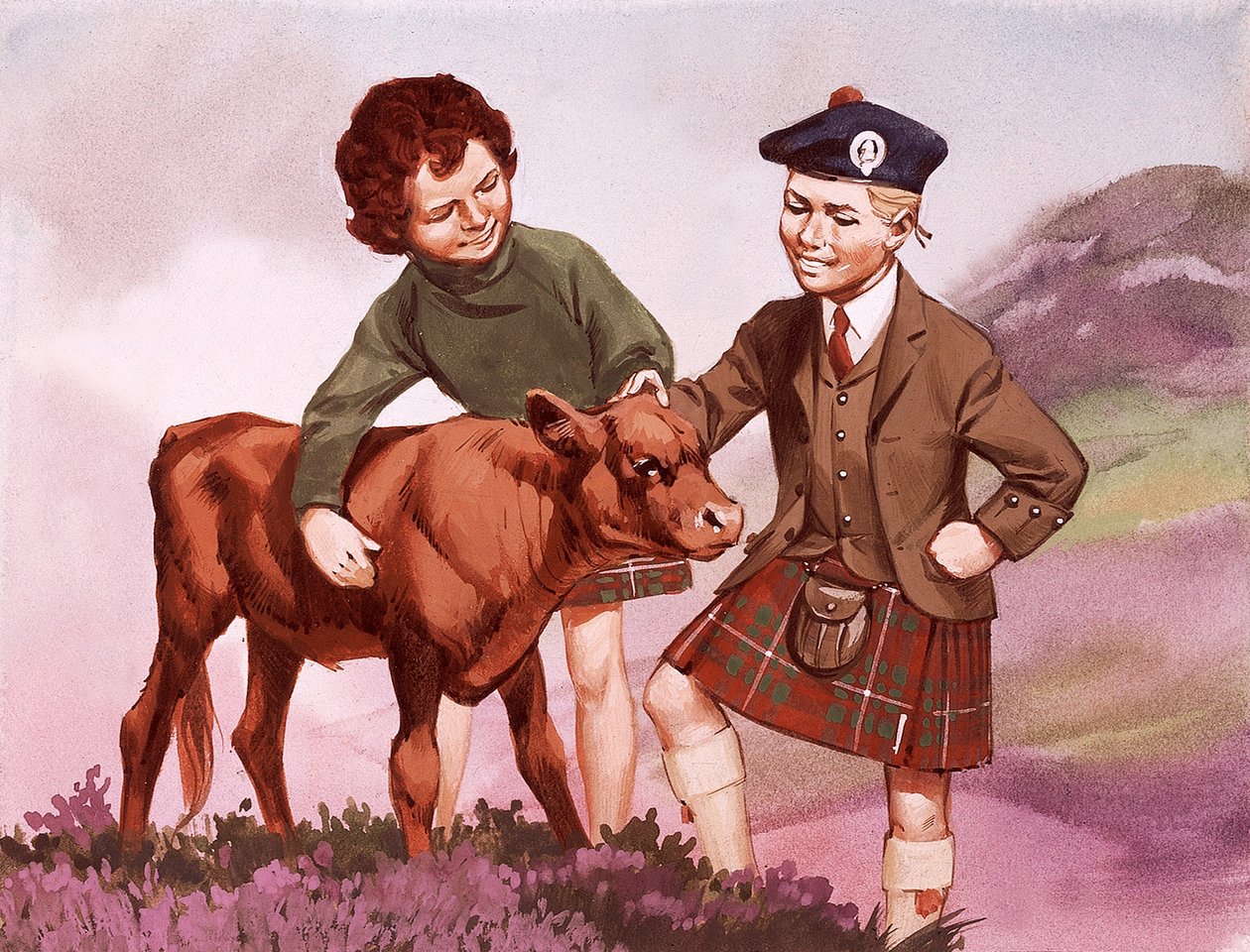 Schottische Kinder in ihrer Nationaltracht von Angus McBride