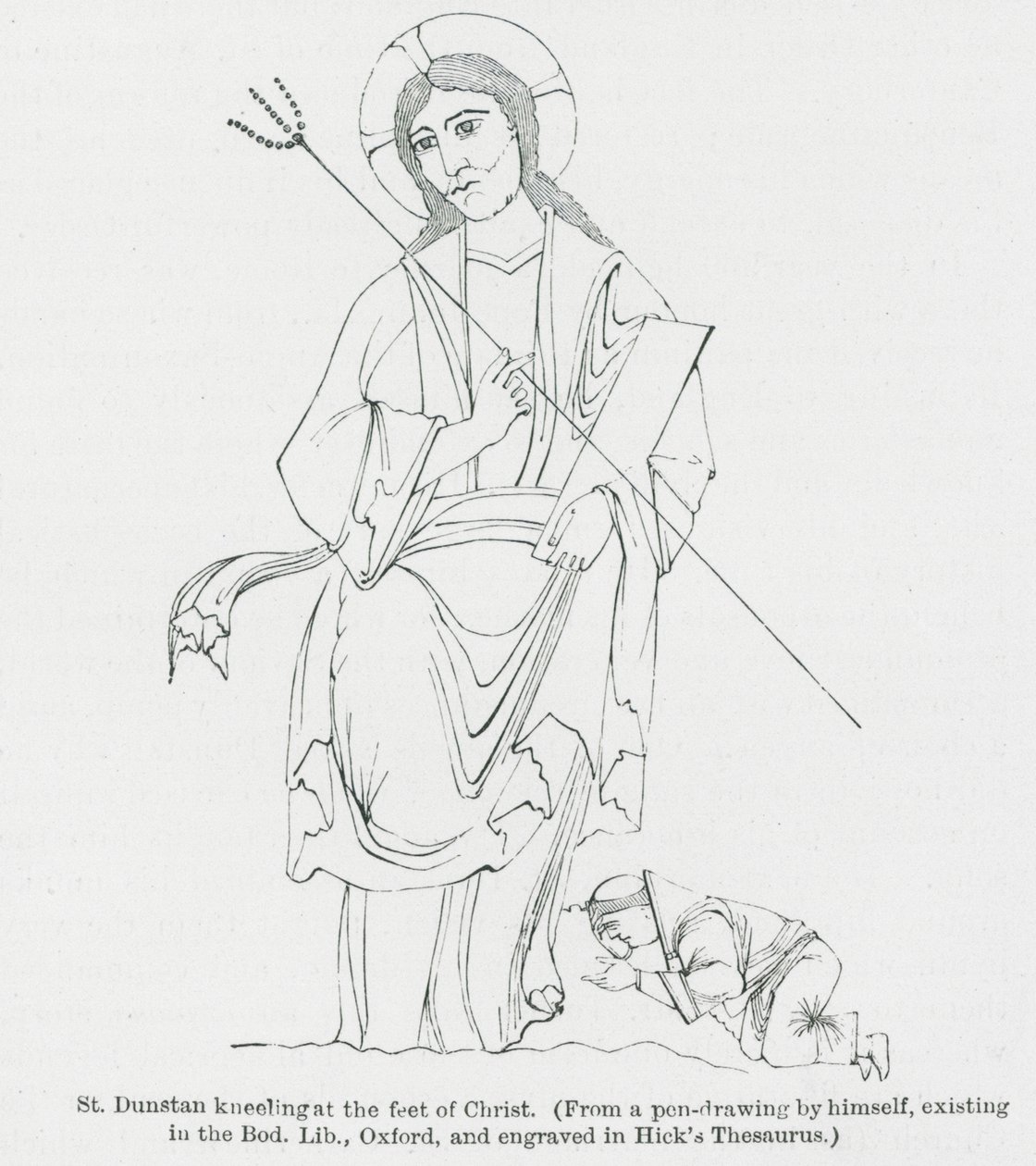 St. Dunstan kniet zu Füßen Christi von Anna Brownell Jameson