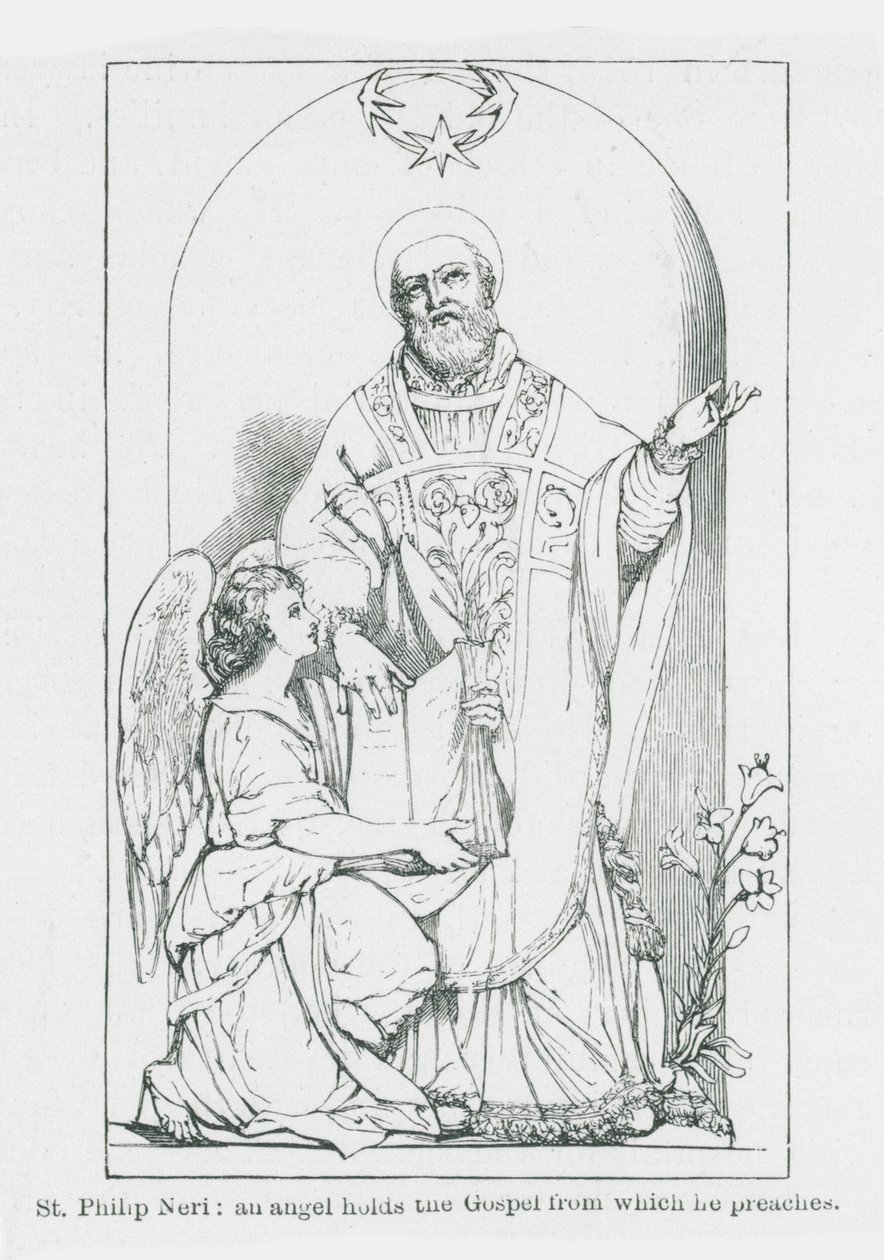 St. Philipp Neri, ein Engel hält das Evangelium, aus dem er predigt von Anna Brownell Jameson