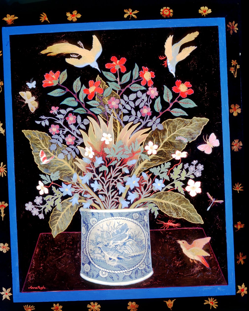 Blumen in einer blauen Tasse von Anna Pugh