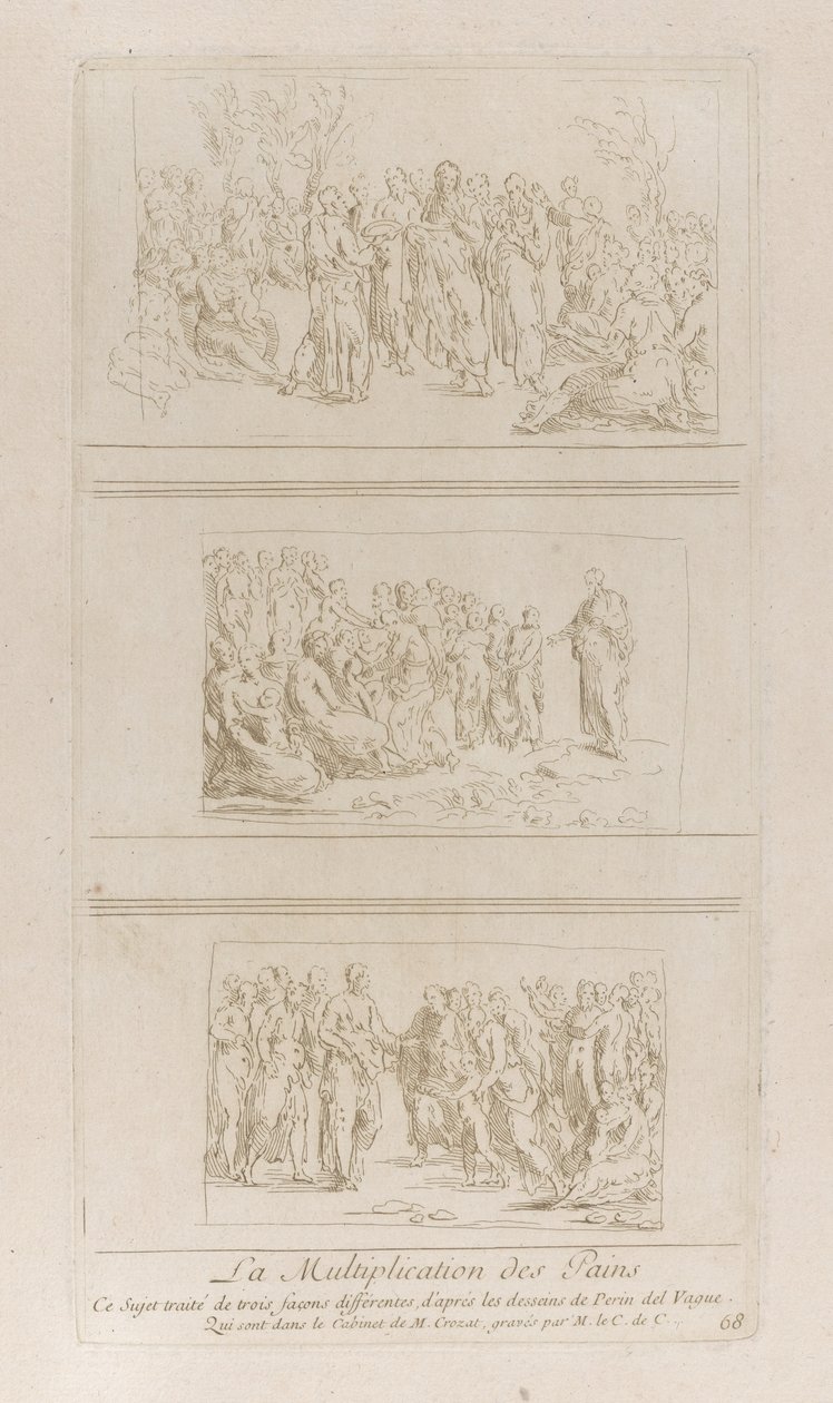 Drei separate Studien zu den Wundern der Brote, die Christus stehend zeigen, ca. 1729-40 von Anne-Claude-Philippe de Caylus
