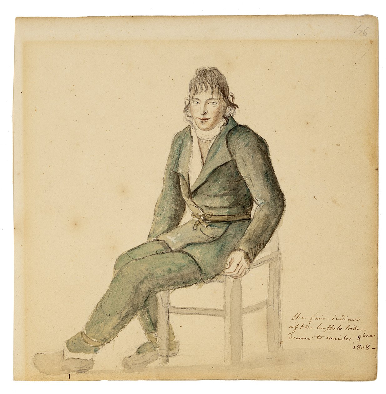 Schöner amerikanischer Indianer der Büffelstamm, Canisteo, New York, 1808 von Anne Marguerite Hyde de Neuville