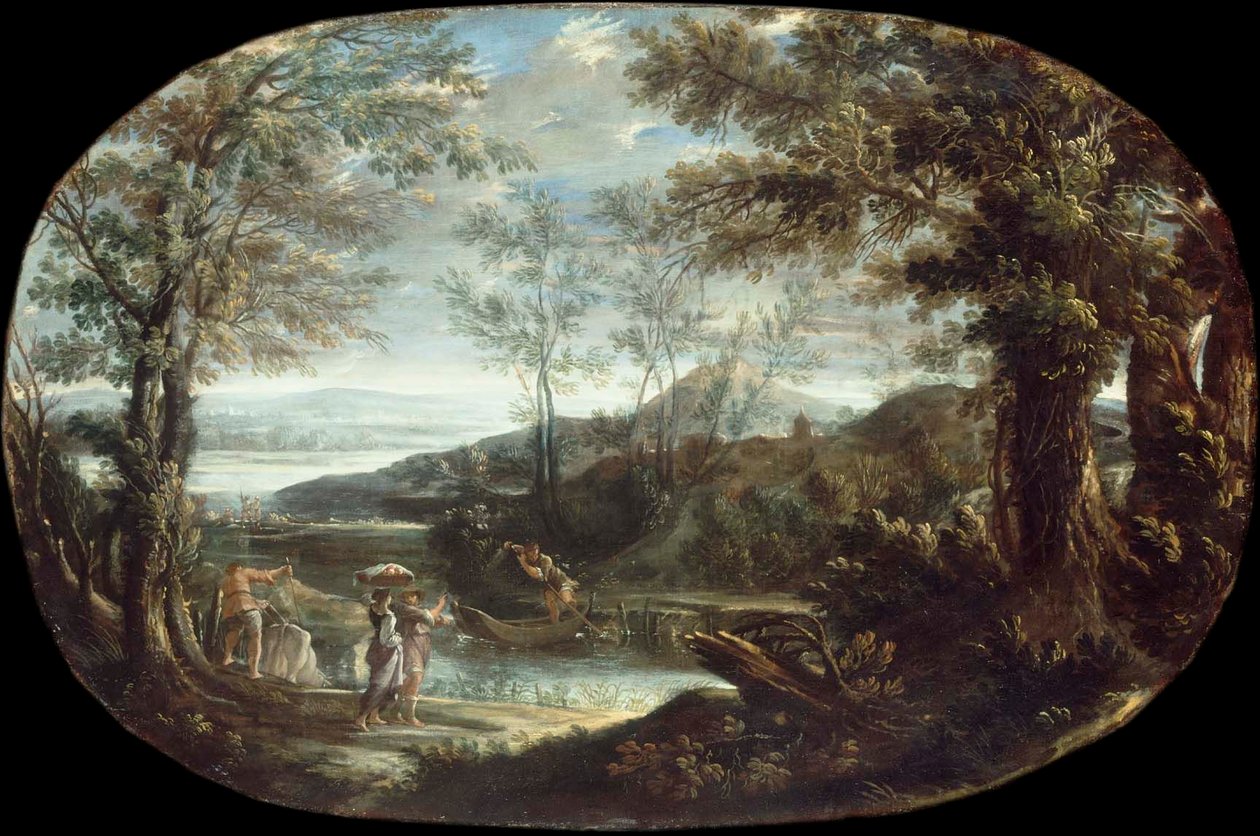 Landschaft mit Flussszene von Annibale Carracci