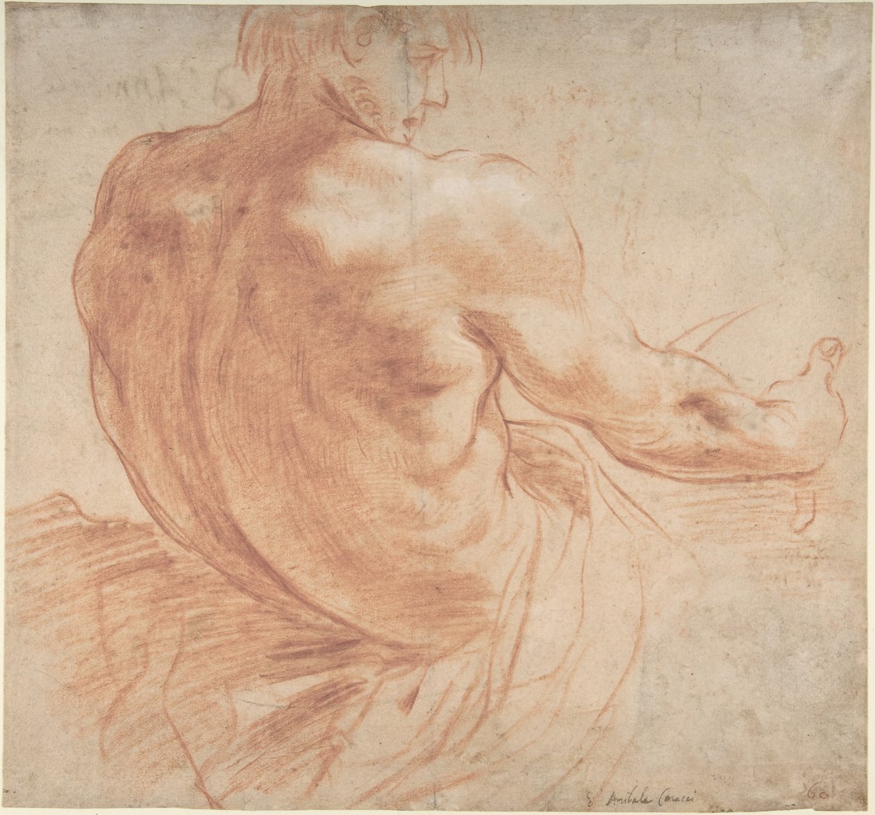 Sitzender, nach rechts gewandter Jüngling, von hinten gesehen von Annibale Carracci