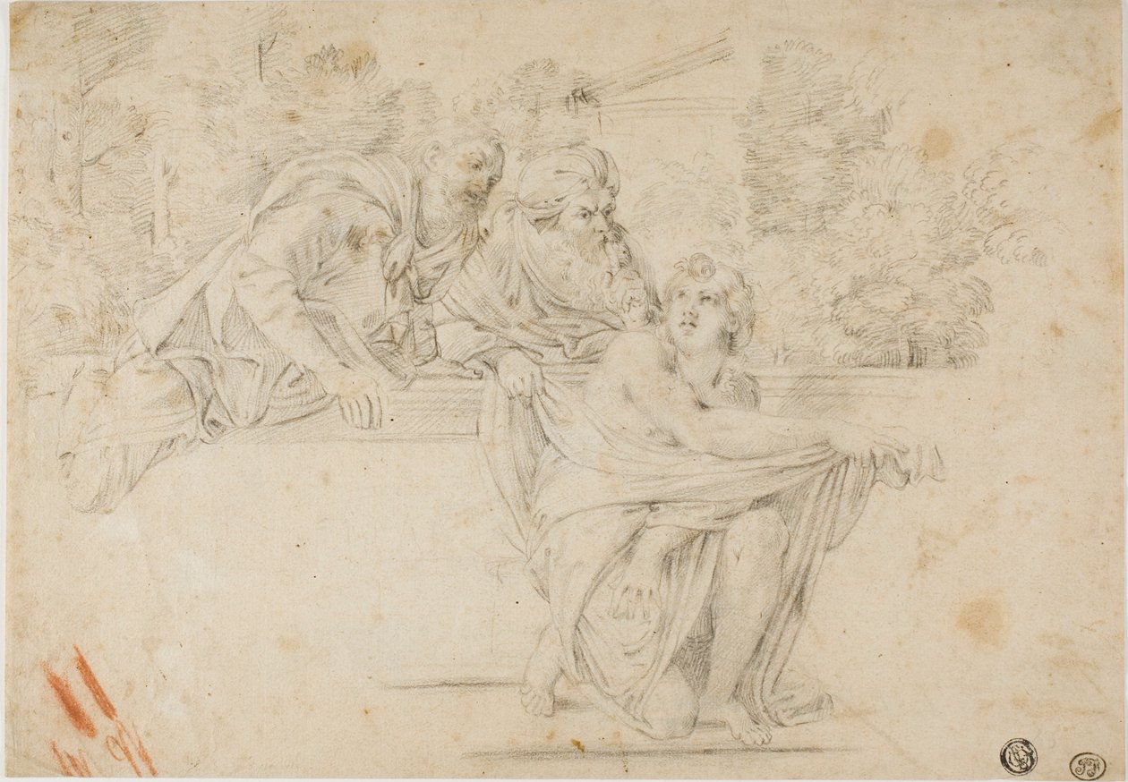 Susanna und die Ältesten (recto); Profilkopf einer Frau (verso) von Annibale Carracci