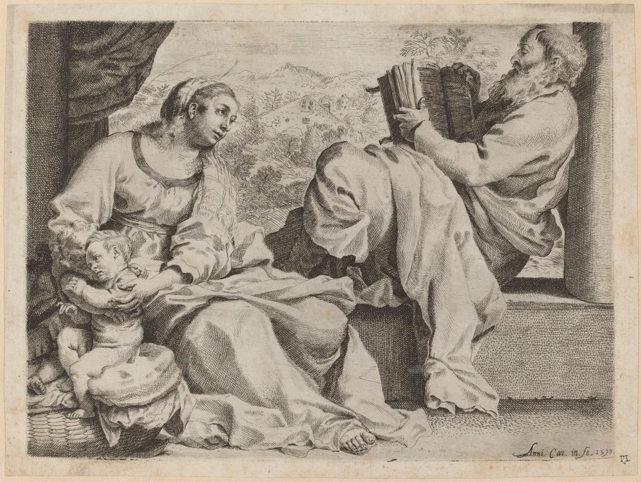 Die Heilige Familie mit Johannes dem Täufer von Annibale Carracci