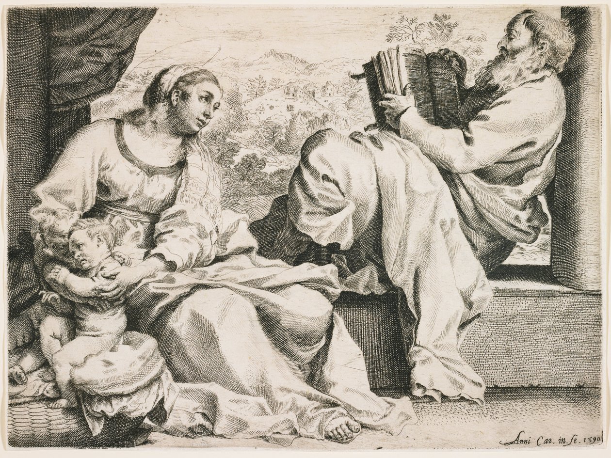Die Heilige Familie mit Johannes dem Täufer von Annibale Carracci