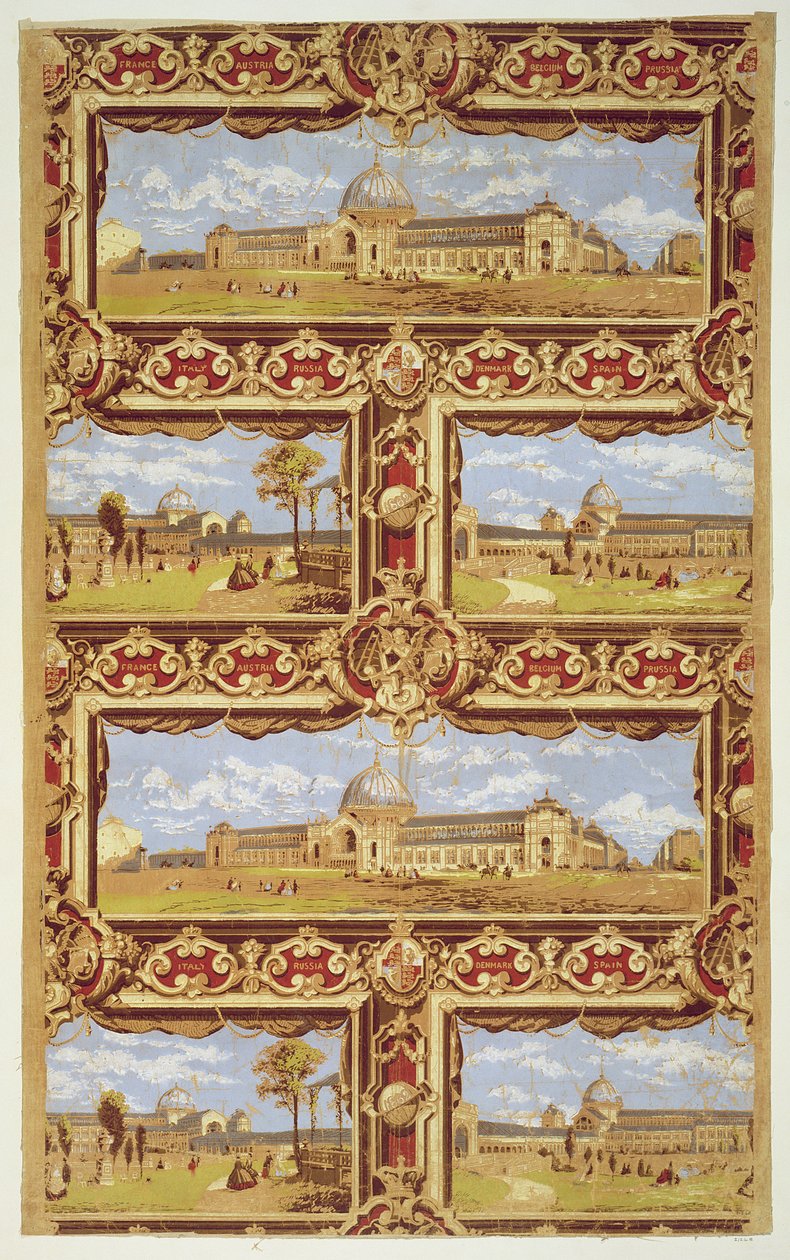 Ansichten der Internationalen Ausstellung, 1862, Tapetendesign von Unbekannt Unbekannt