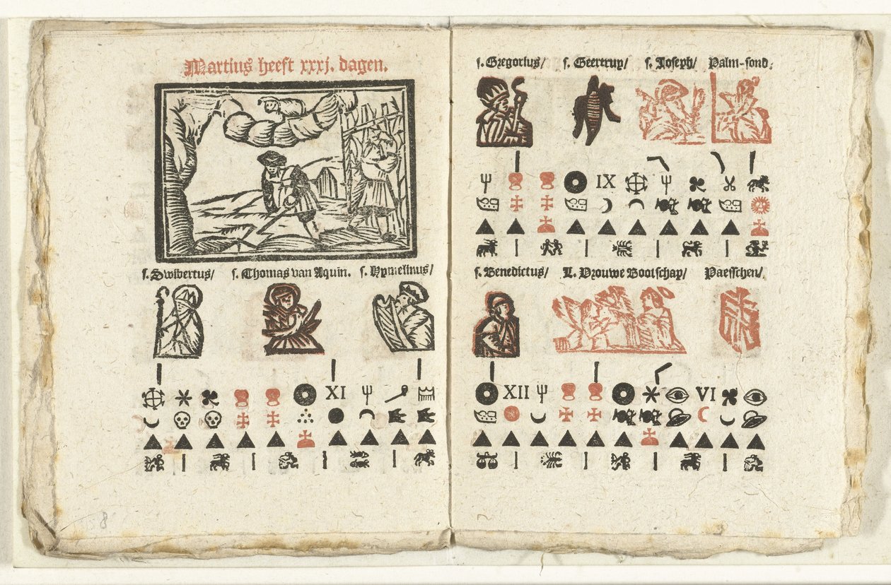 Seiten mit der Vorhersage für den Monat März, 1712 von Anonymous