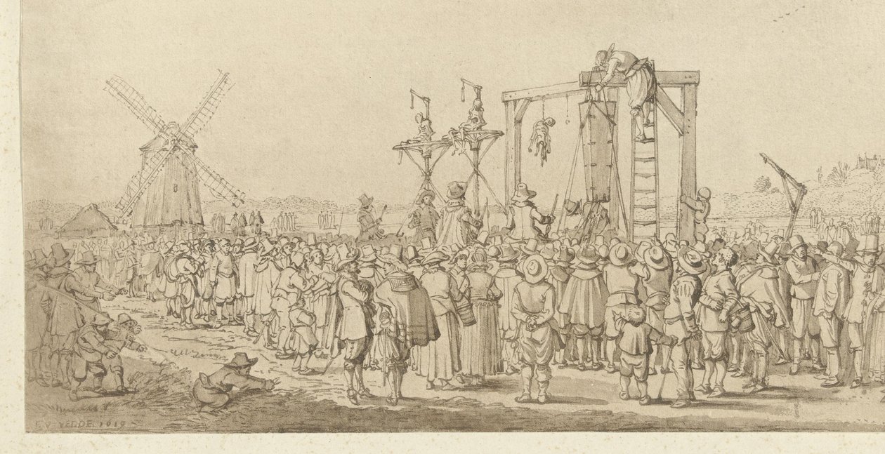Der Sarg von Ledenberg wird an den Galgen gehängt, 1619 von Anonymous