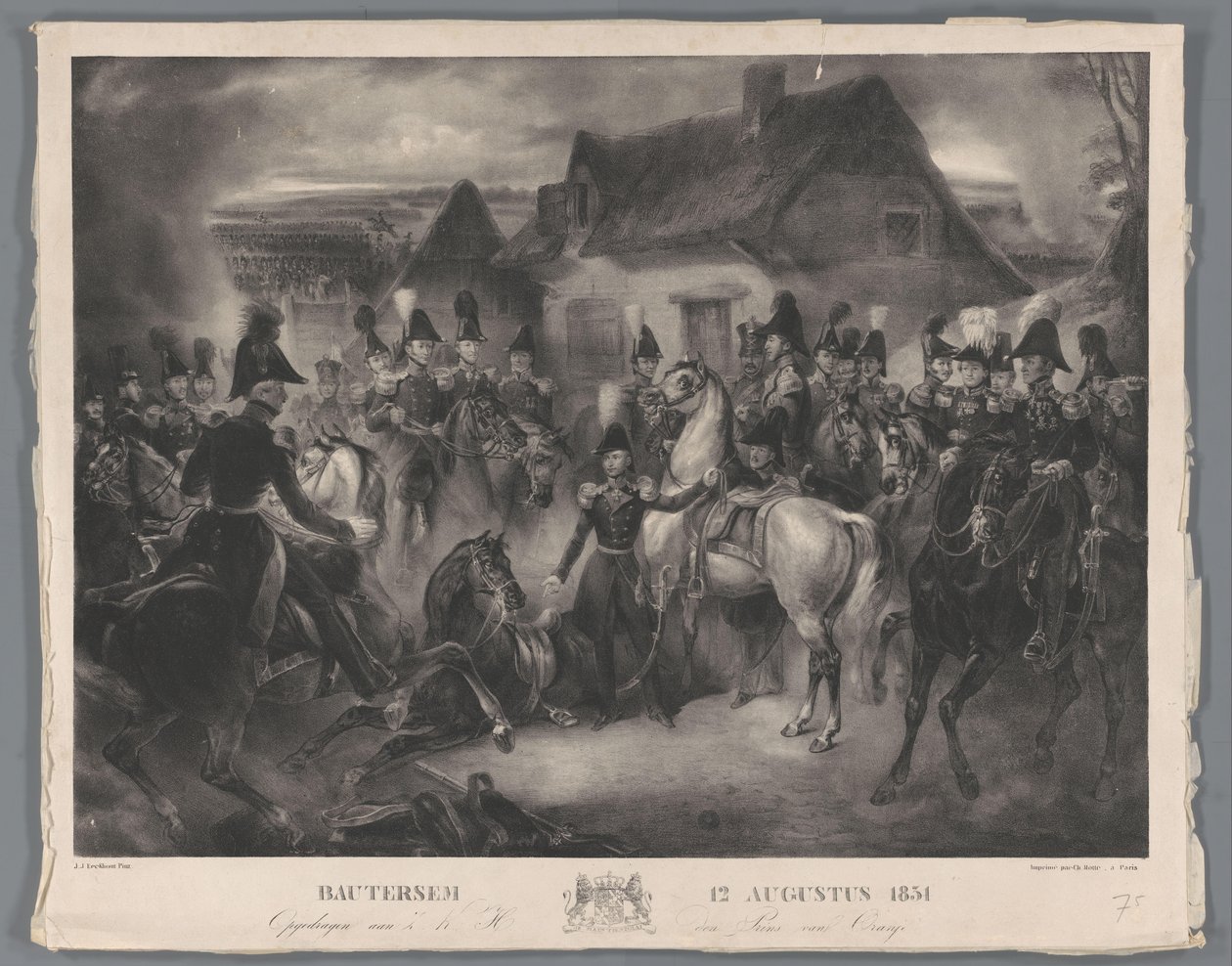 Der Austausch des verwundeten Pferdes des Prinzen von Oranien (des späteren Königs Wilhelm II) während der Schlacht bei Boutersem, 12. August 1831 von Anonymous