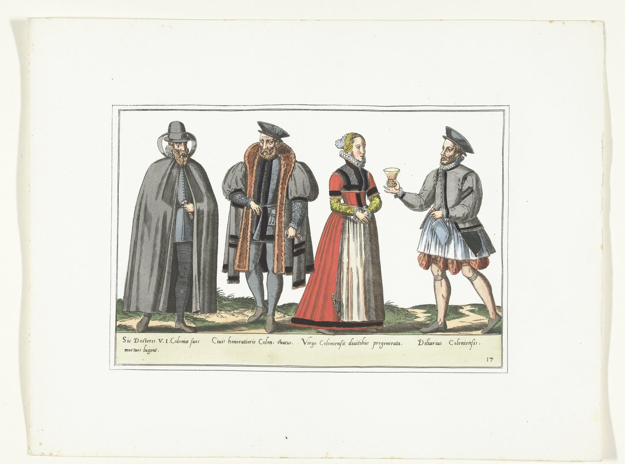 Drei Männer und eine Frau in deutscher Mode, ca. 1580 von Anonymous
