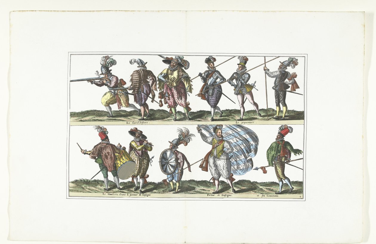 Doppelte Platte mit elf bewaffneten Bürgern in Uniform nach der Mode in Antwerpen, ca. 1580 von Anonymous