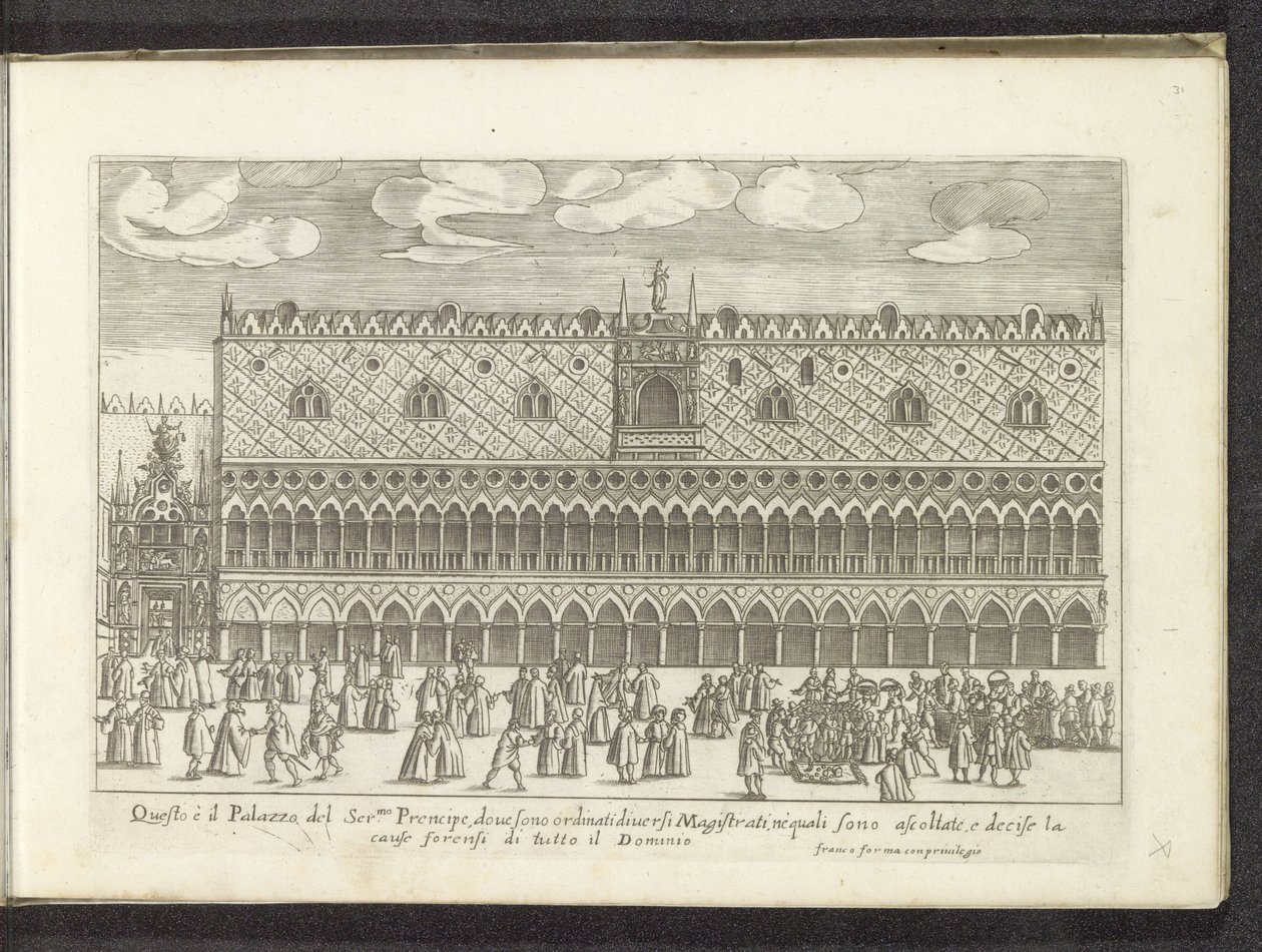 Fassade des Dogenpalastes in Venedig von Anonymous